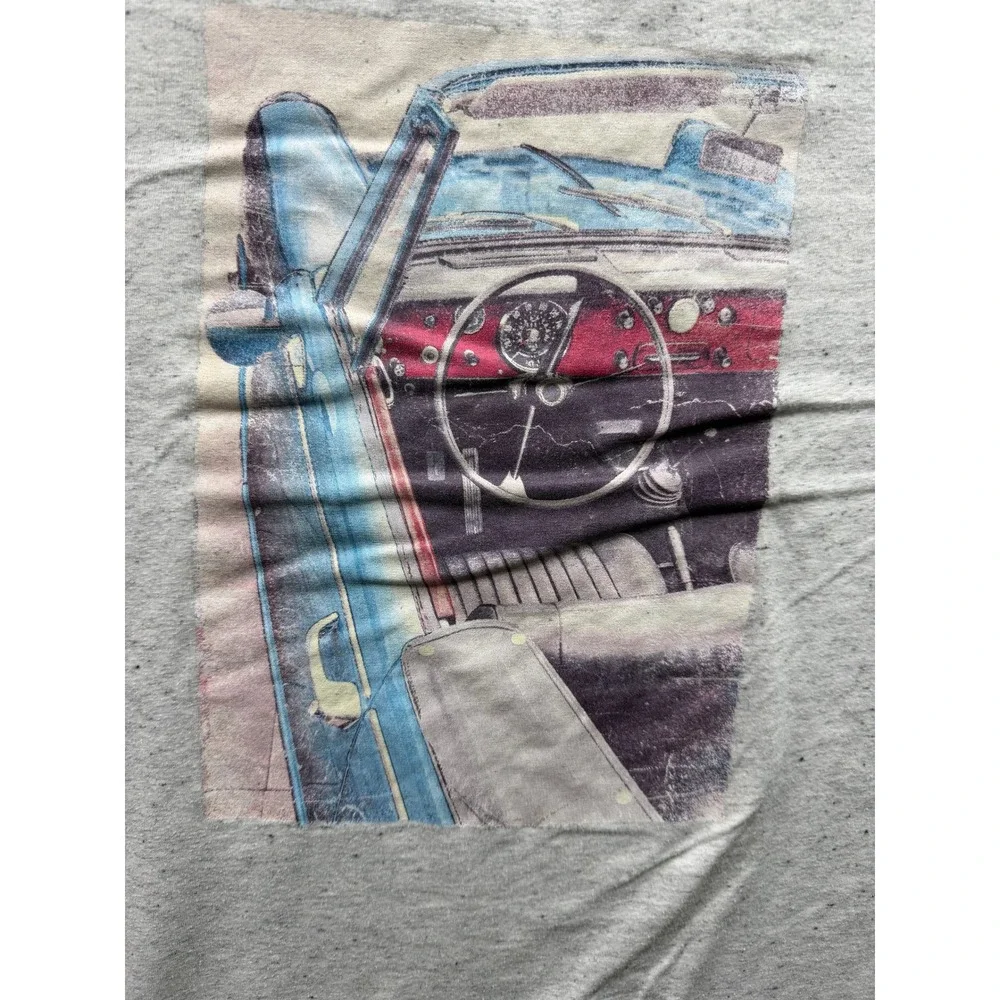 Banana Republic‎ Graphic T-Shirt Mens Grey Vintage Car Interior Small
